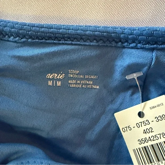 Aerie Blue Textured Padded Bikini Top | Adjustable Straps | Swim Top Size M - Picture 6 of 7